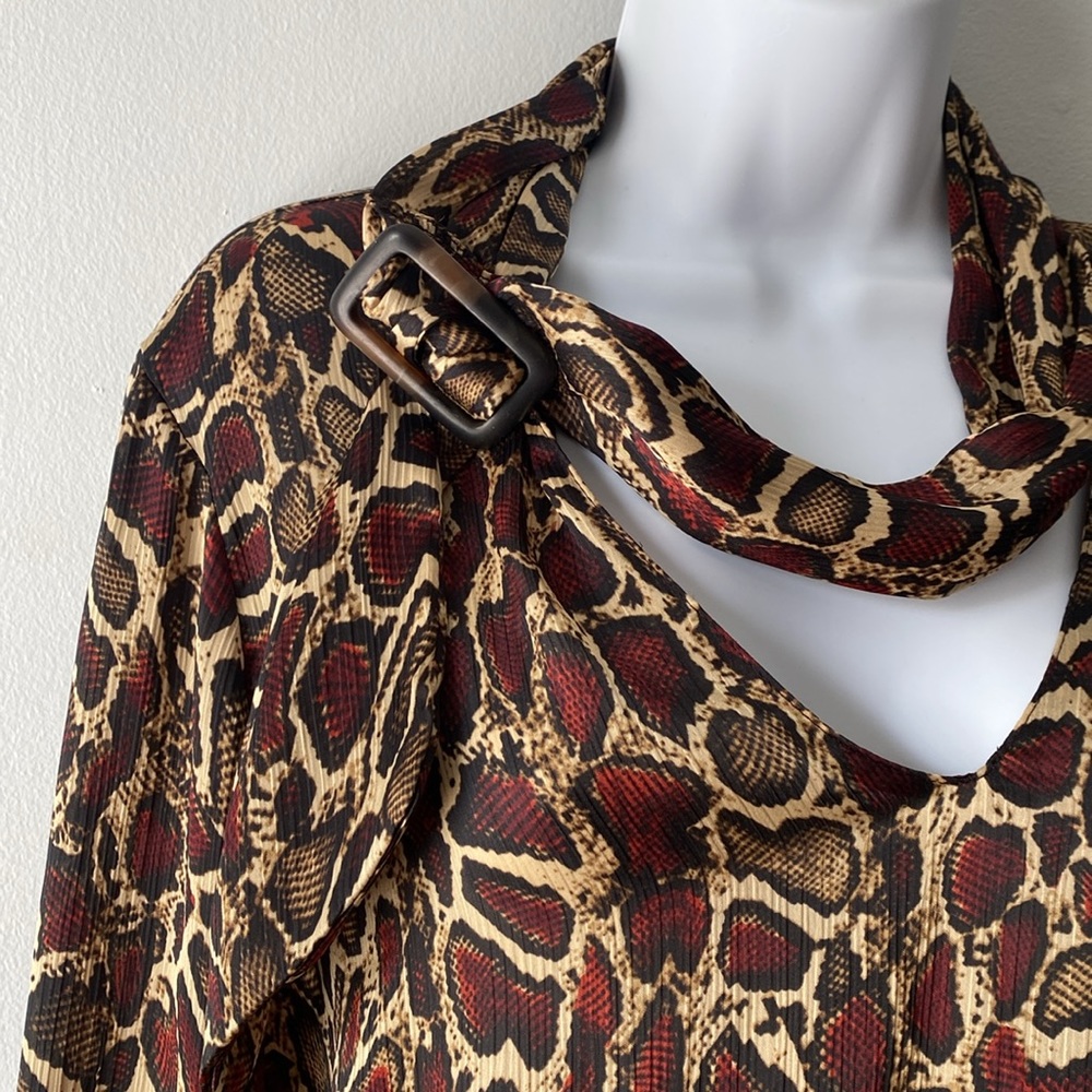 Zara Leopard Print Blouse - Red and Brown - Picture 3 of 11